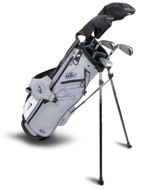 U.S. Kids Golf UL7-60 (152cm) W10 5-Club junior golf set + stand bag, silver/navy/white