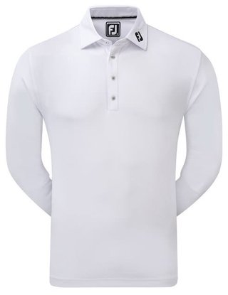 FootJoy Long Sleeve Thermocool Self Athletic Fit men's polo, white