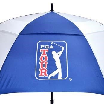 PGA Tour Windproof Double Canopy 62" Umbrella, white/blue