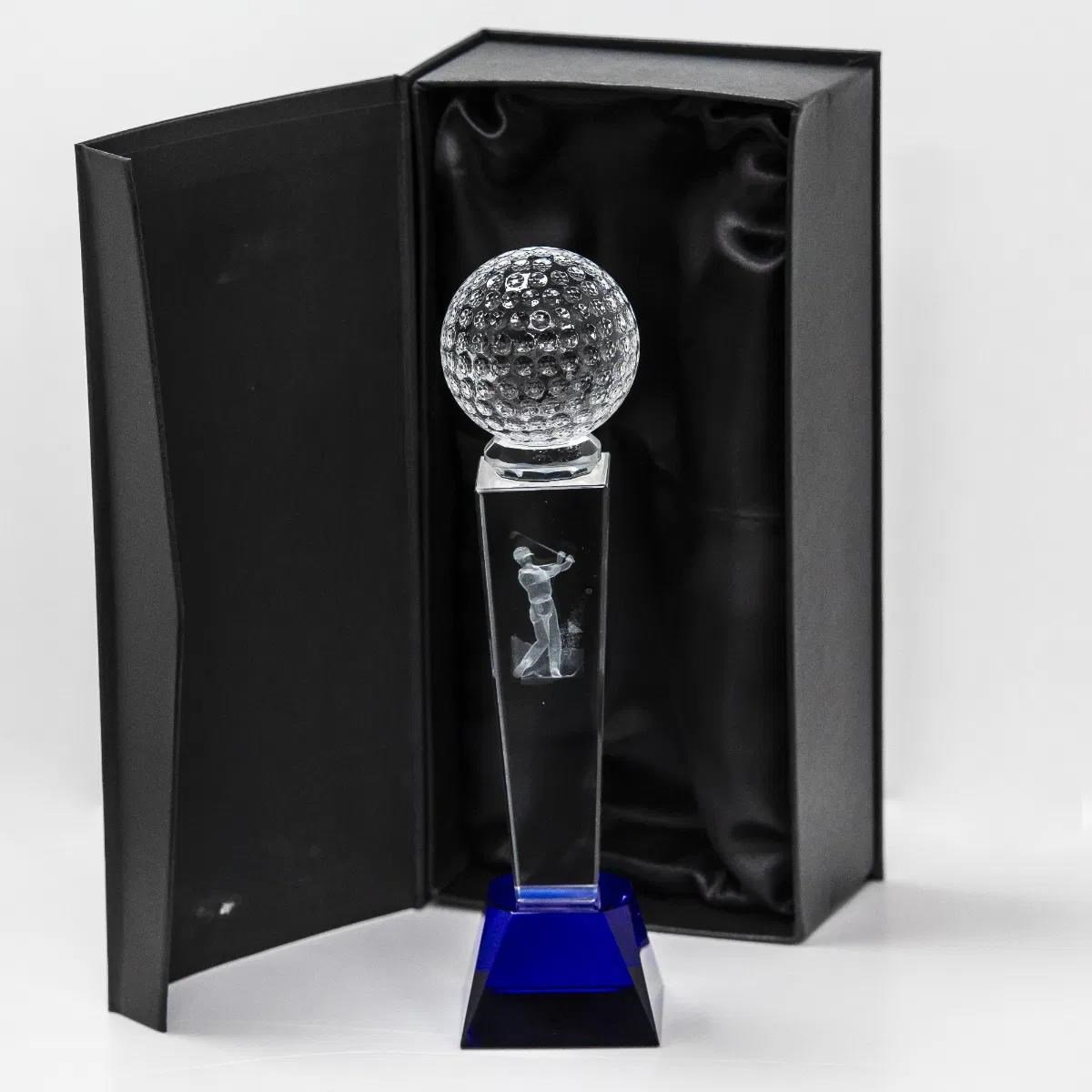 Longridge Crystal Golf Trophy With Golf Ball 235mm