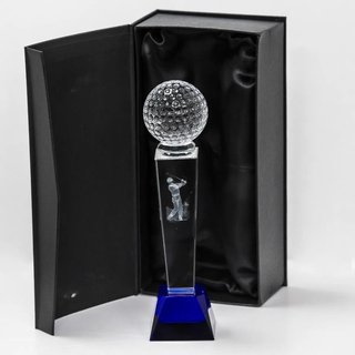 Longridge Crystal Golf Trophy With Golf Ball 235mm