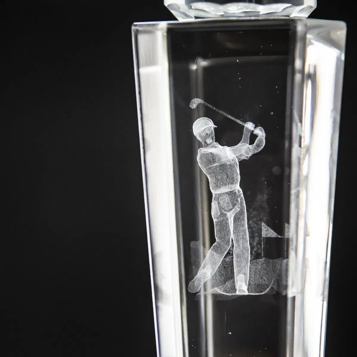Longridge Crystal Golf Trophy With Golf Ball 235mm