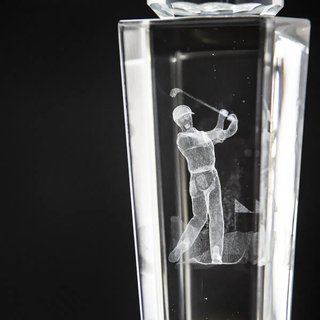 Longridge Crystal Golf Trophy With Golf Ball 235mm