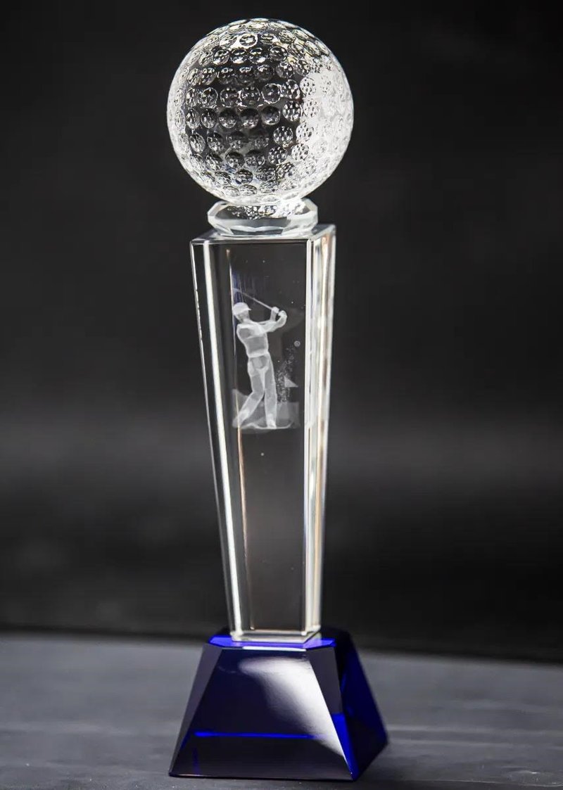 Longridge Crystal Golf Trophy With Golf Ball 235mm