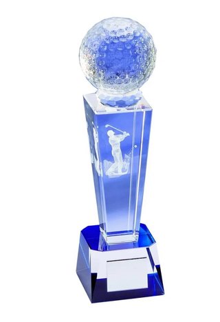 Longridge Crystal Golf Trophy With Golf Ball 235mm