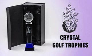 Longridge Crystal Golf Trophy With Golf Ball 235mm