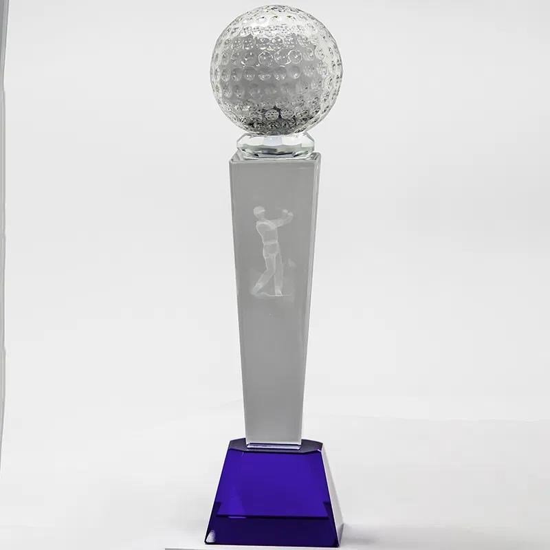 Longridge Crystal Golf Trophy With Golf Ball 235mm