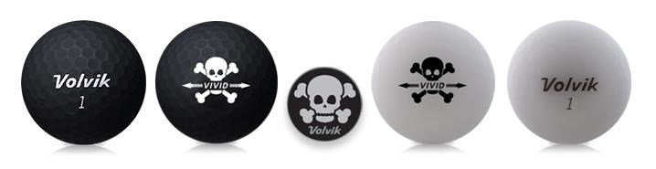 Volvik VIVID SKULL Edition golf pack (4 balls + ballmarker), mix of colors