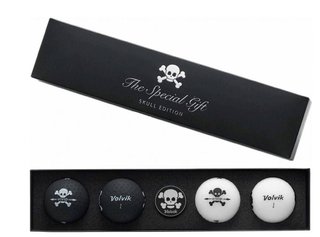 Volvik VIVID SKULL Edition golf pack (4 balls + ballmarker), mix of colors