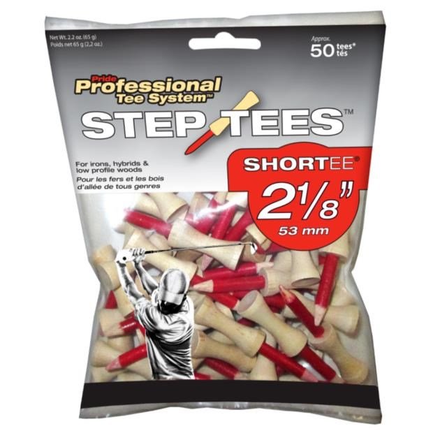 Pride Professional Tee System Step Tees Red Wood Tees 53mm (2 1/8"), 50 pcs