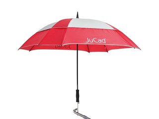 JuCad Telescopic Golf Umbrella 68" Square & Windproof with Pin, Red/Silver