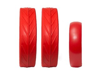 JuCad tires - 2 rear wheels, 1 front wheel, red