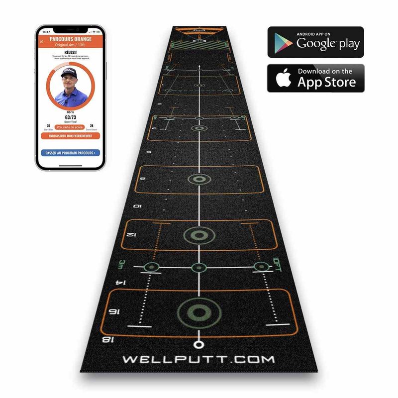 Wellputt Putting Mat - CLASSIC 13FT (4m), speed 10-11,5ft, black