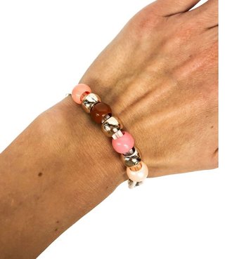 Ostatní Handmade Teraka bracelet type 017, white/pink