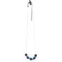 Handmade Teraka necklace type 004 accessory, blue/silver