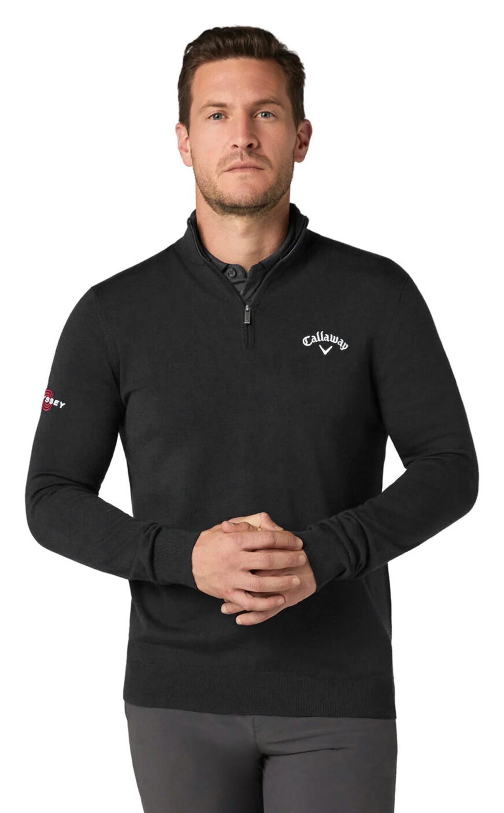Callaway 1/4 Blended Merino men's sweater, black ink