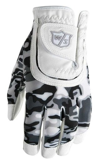 Wilson Staff Fit All junior golf glove, white/black camo