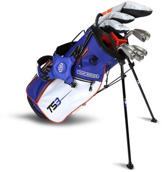 U.S. Kids Golf TS3-51 (130cm) V15 10-Club junior golf set, graphite + stand bag, royal/white/orange