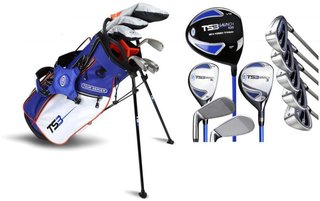 U.S. Kids Golf TS3-51 (130cm) V15 10-Club junior golf set, graphite + stand bag, royal/white/orange
