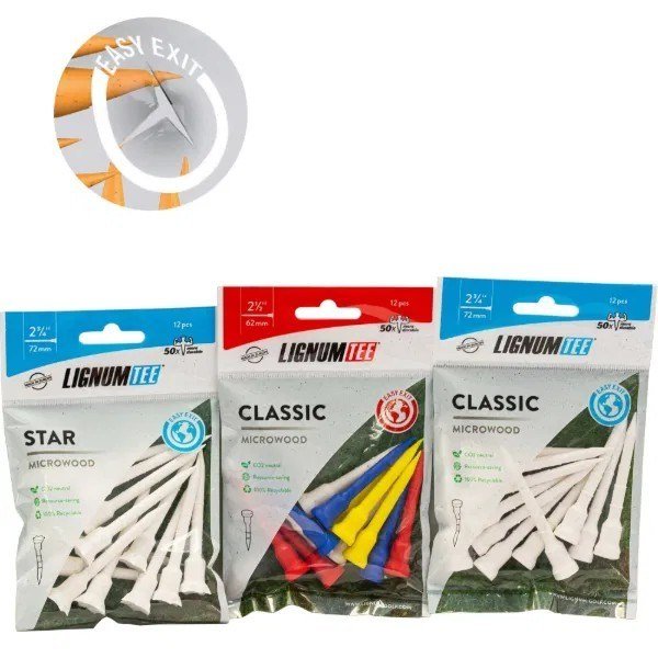 Lignum Tee 82mm (3 1/8") Neon Mix Tees, 12-Pack
