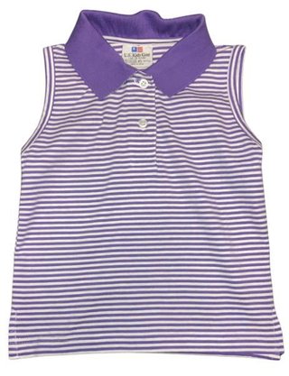U.S. Kids Golf girls polo, purple/white