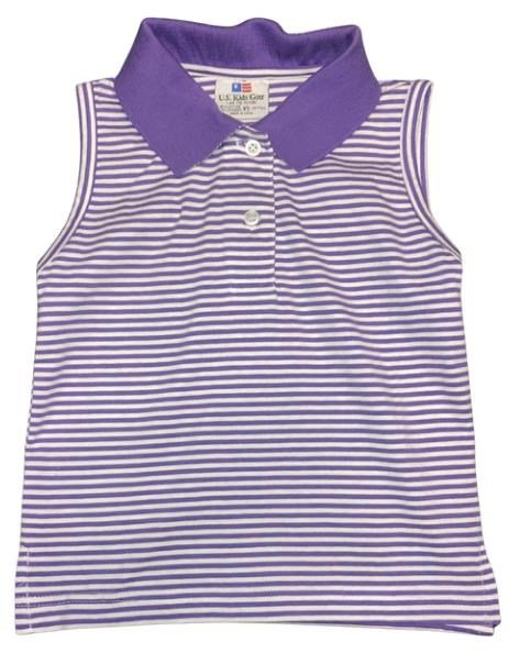 U.S. Kids Golf girls polo, purple/white