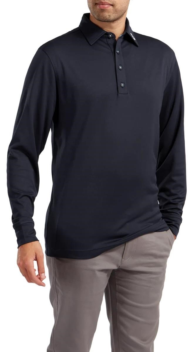 FootJoy Long Sleeve Thermocool Self Athletic Fit men's polo, navy
