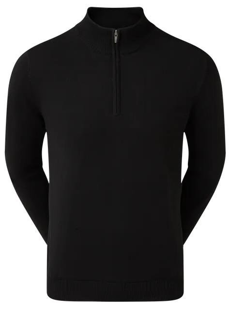 FootJoy Wool Blend 1/2 Zip Lined men's pullover, black