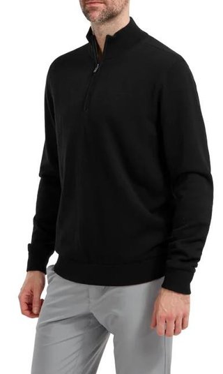 FootJoy Wool Blend 1/2 Zip Lined men's pullover, black