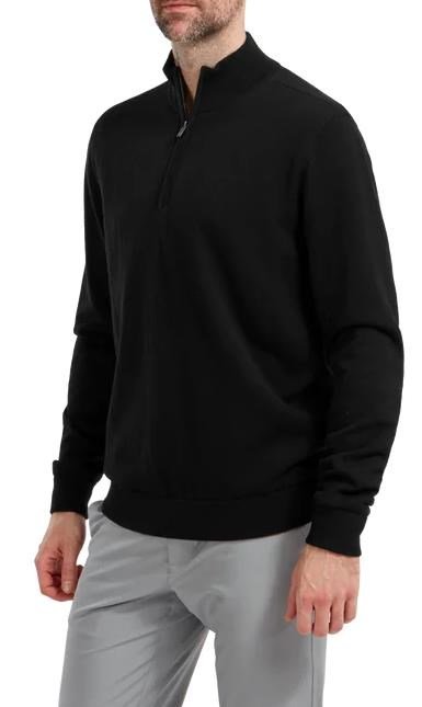 FootJoy Wool Blend 1/2 Zip Lined men's pullover, black