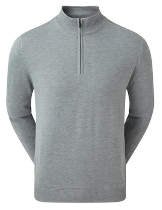 FootJoy Wool Blend 1/2 Zip Lined men's pullover, heather grey