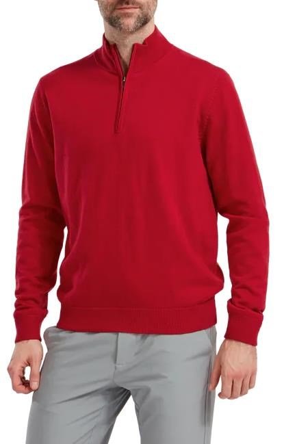 FootJoy Wool Blend 1/2 Zip Lined men's pullover, red