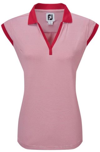 FootJoy End on End Striped Lisle Sleeveless women's polo, red/white