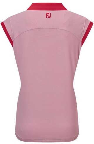 FootJoy End on End Striped Lisle Sleeveless women's polo, red/white