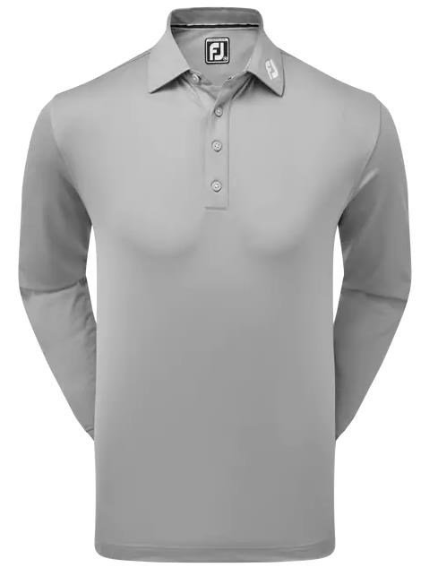 FootJoy Long Sleeve Thermocool Self Athletic Fit men's polo, grey