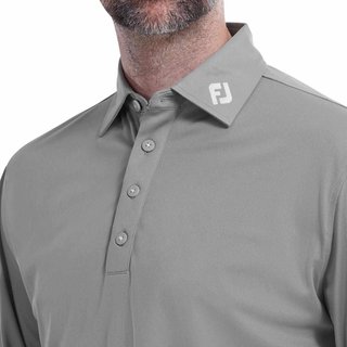 FootJoy Long Sleeve Thermocool Self Athletic Fit men's polo, grey