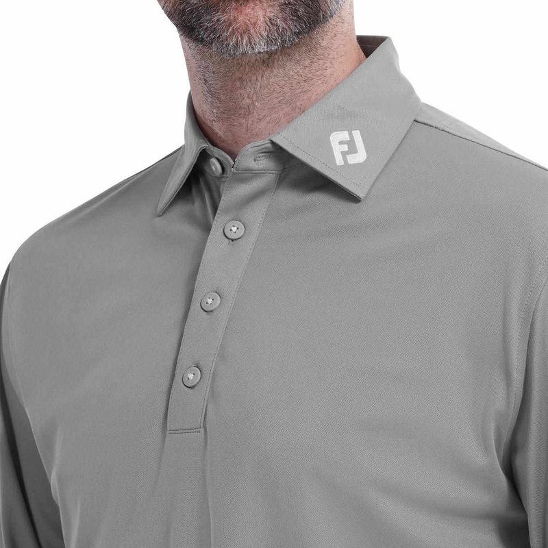 FootJoy Long Sleeve Thermocool Self Athletic Fit men's polo, grey