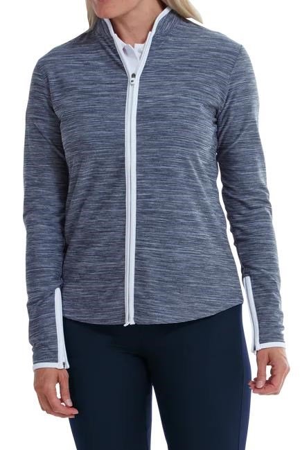 FootJoy Full Zip Space Dye Fleece women's sweatshirt, navy/white