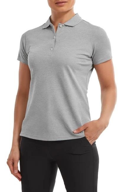 FootJoy Stretch Pique Solid women's polo, heather gray