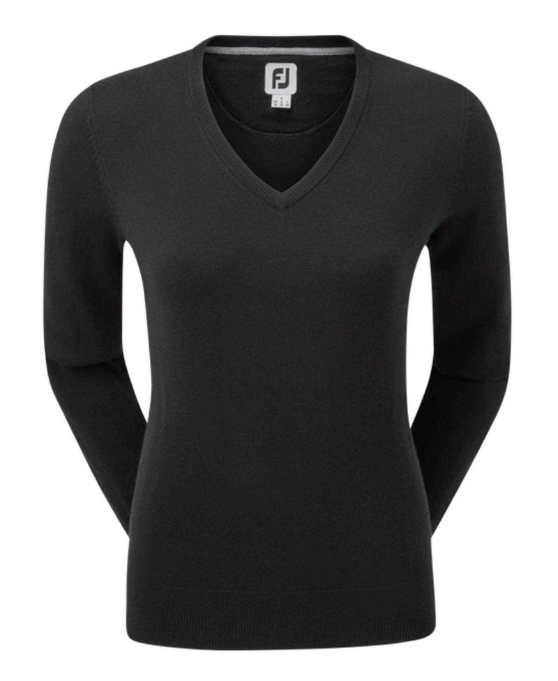 FootJoy Wool Blend V-Neck women's pullover, black