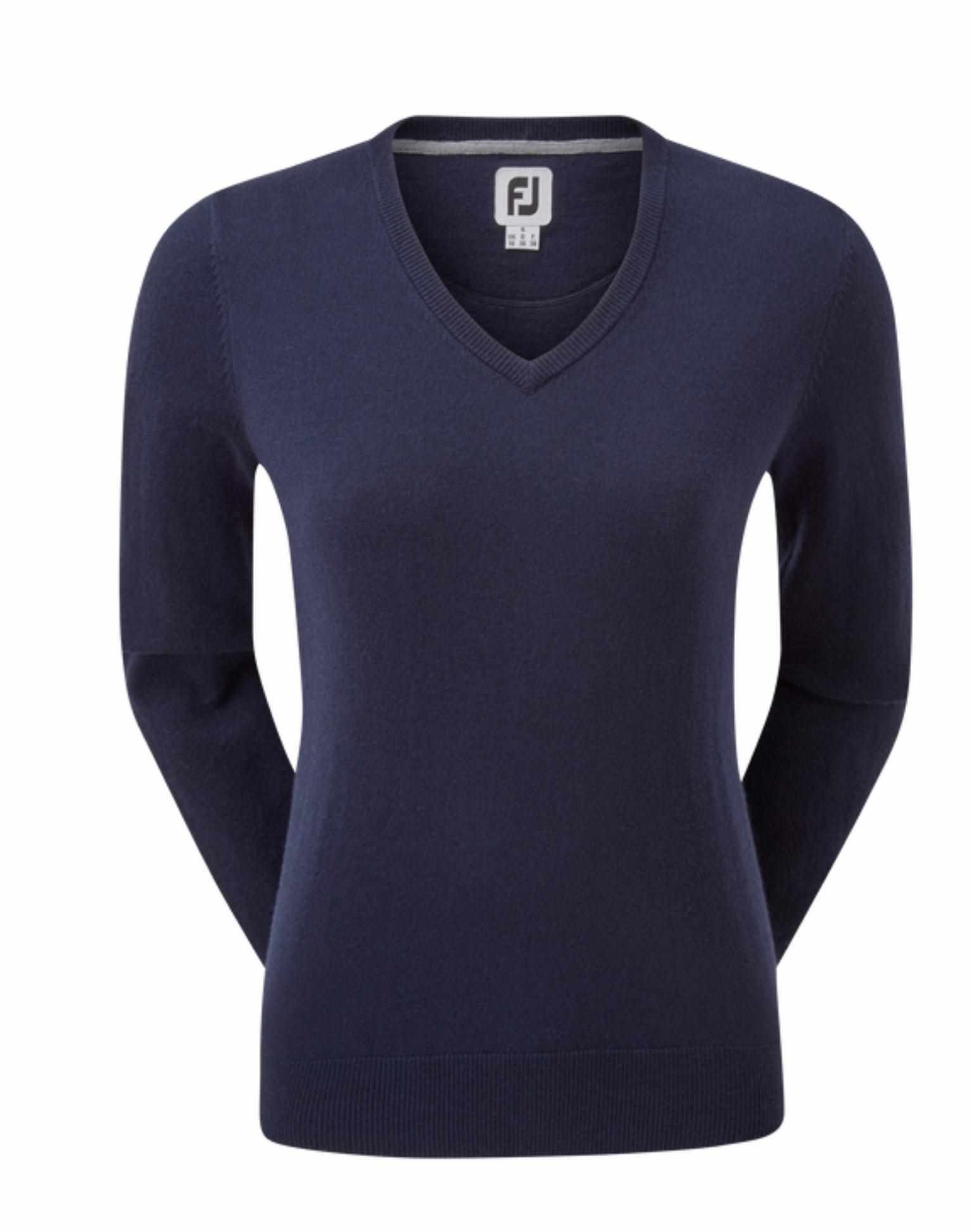 FootJoy Wool Blend V-Neck women's pullover, navy
