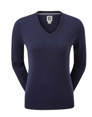 FootJoy Wool Blend V-Neck women's pullover, navy