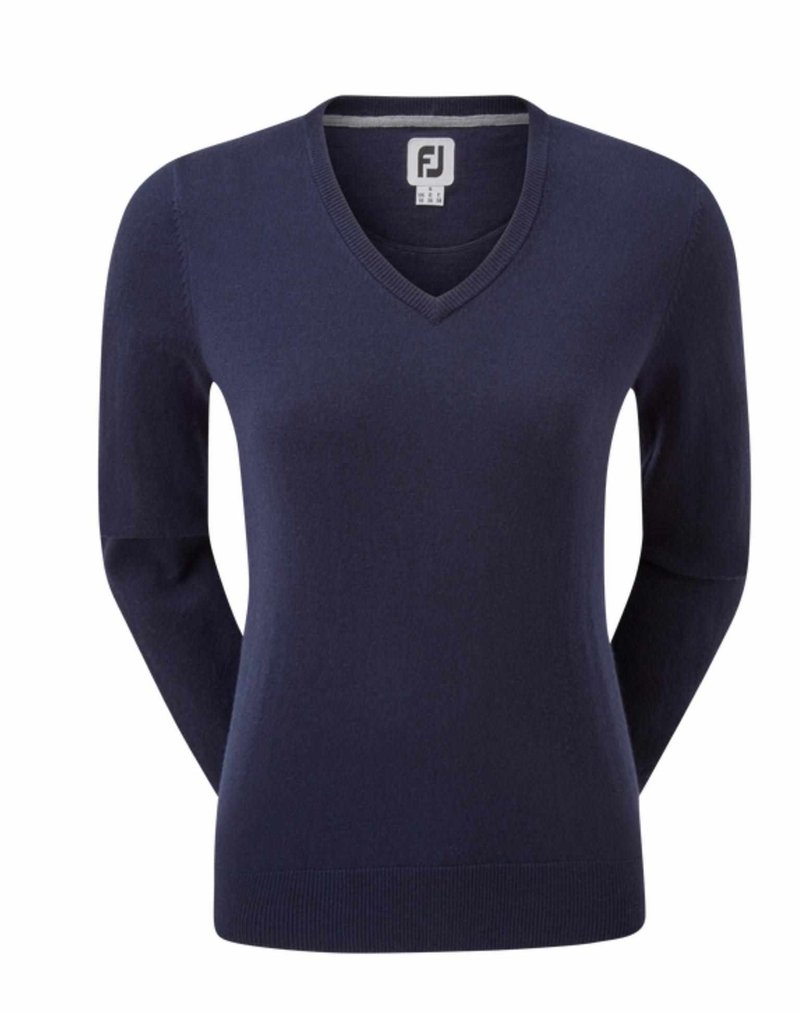 FootJoy Wool Blend V-Neck women's pullover, navy