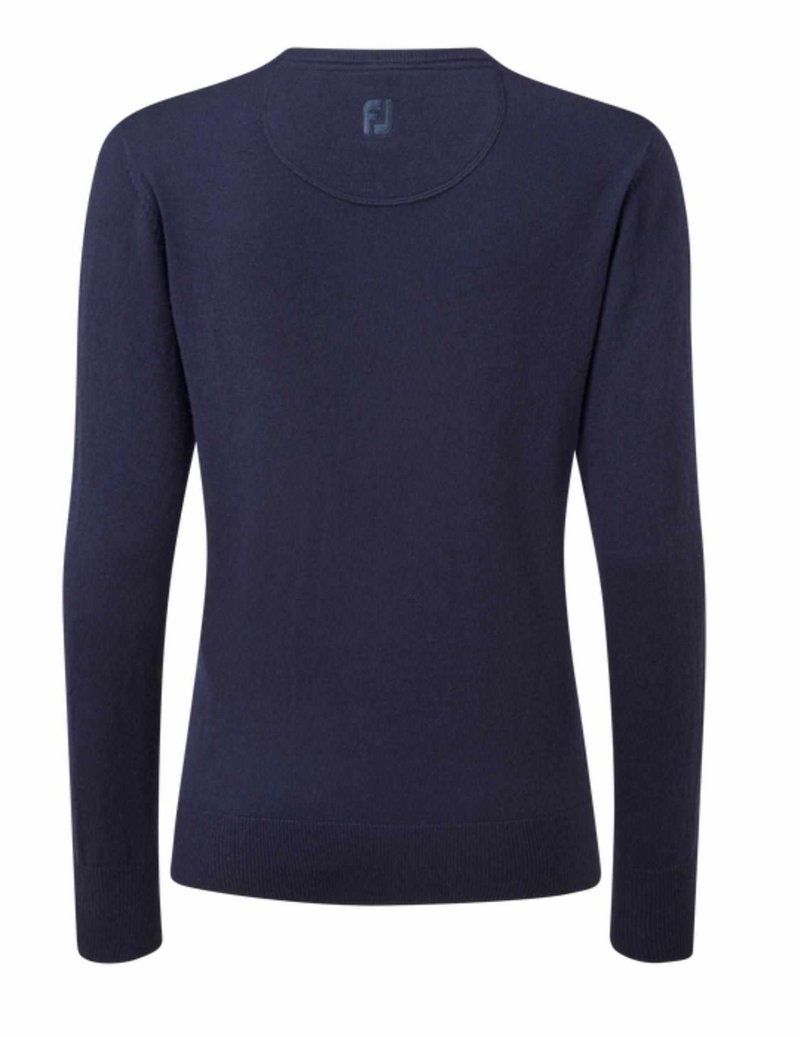 FootJoy Wool Blend V-Neck women's pullover, navy