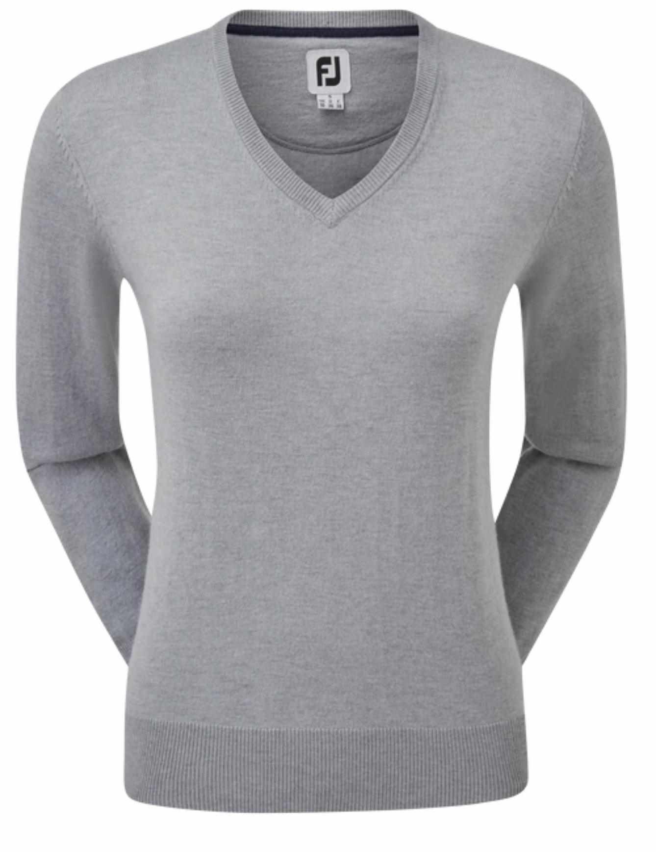 FootJoy Wool Blend V-Neck women's pullover, grey