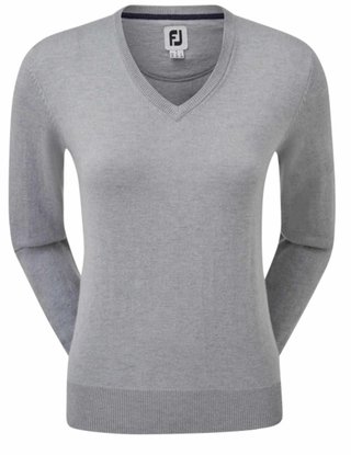 FootJoy Wool Blend V-Neck women's pullover, grey