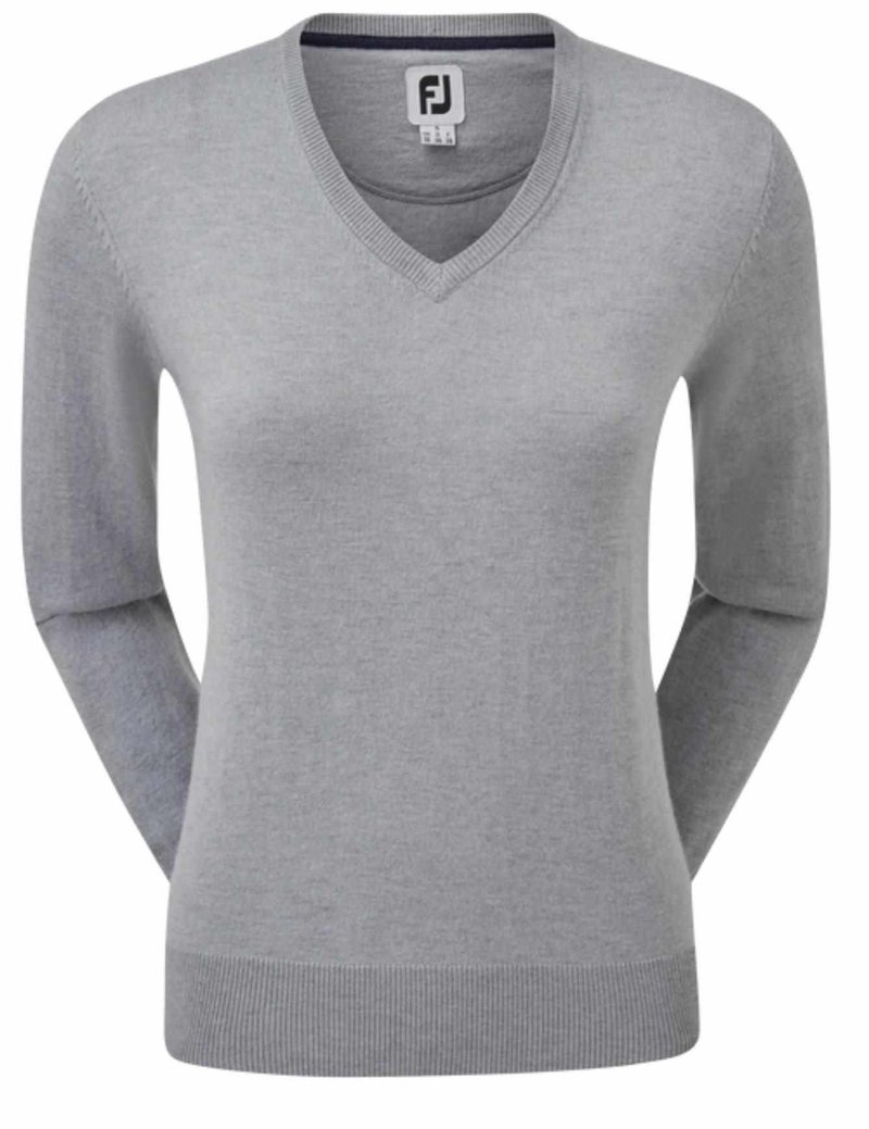 FootJoy Wool Blend V-Neck women's pullover, grey