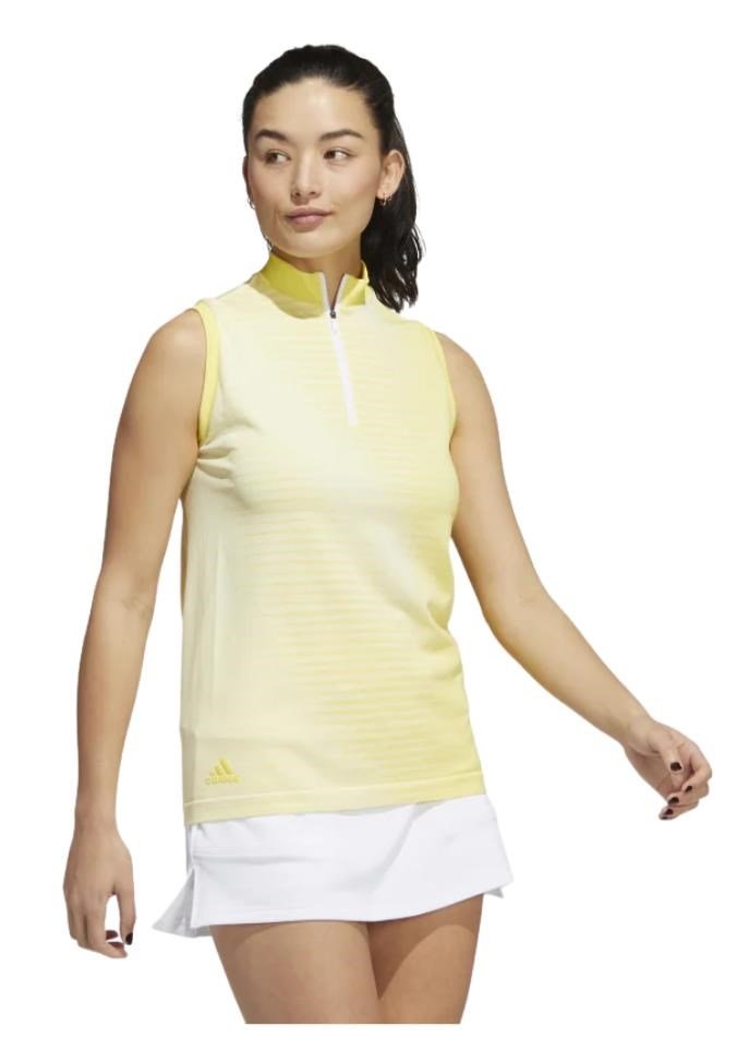 Adidas Primeknit women's sleeveless polo, yellow