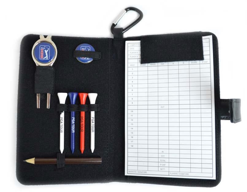 PGA Tour Real Leather Score Card and Accessory Wallet, black