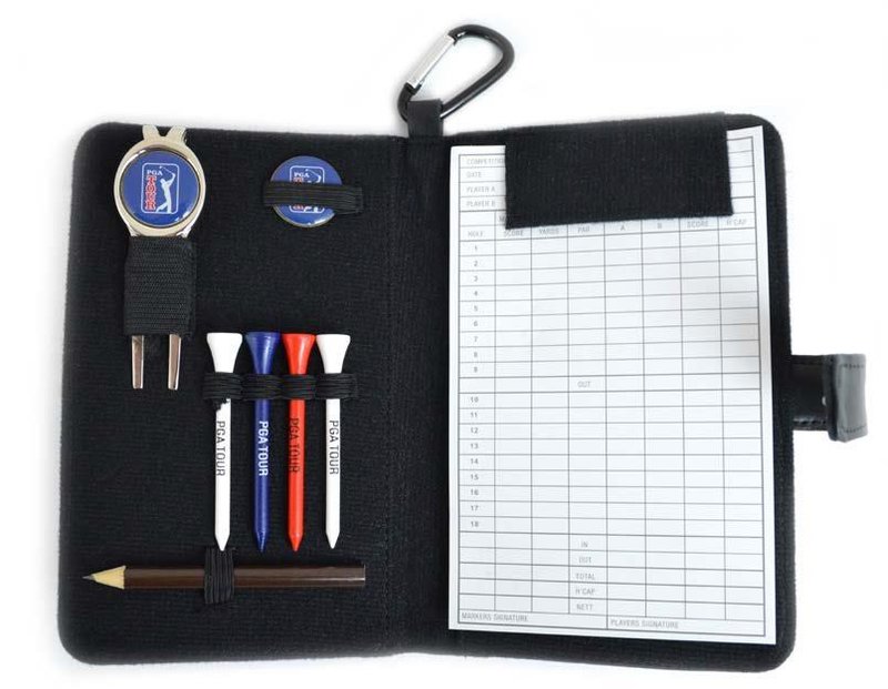 PGA Tour Real Leather Score Card and Accessory Wallet, black